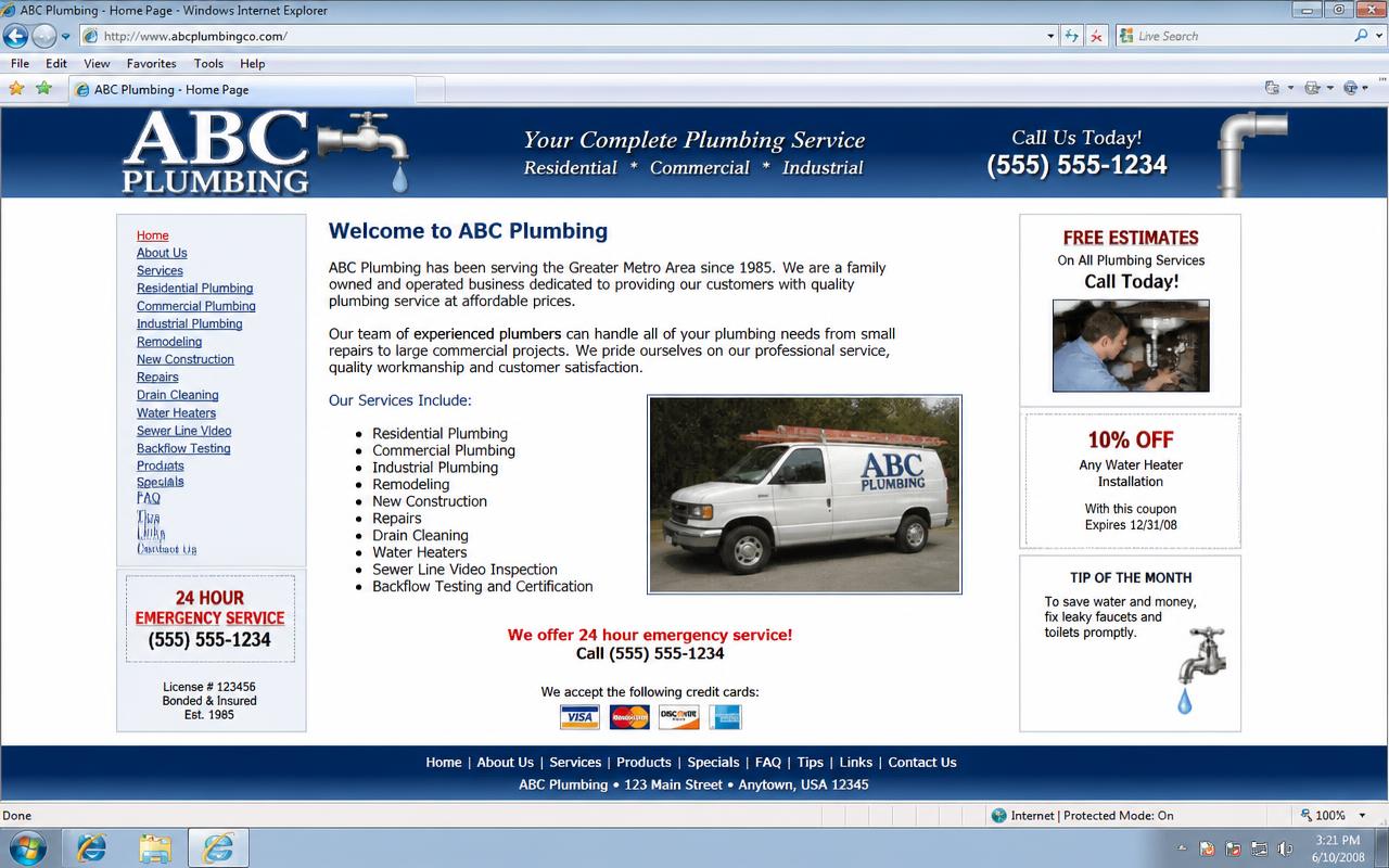 Example of an outdated local business website before the rebuild